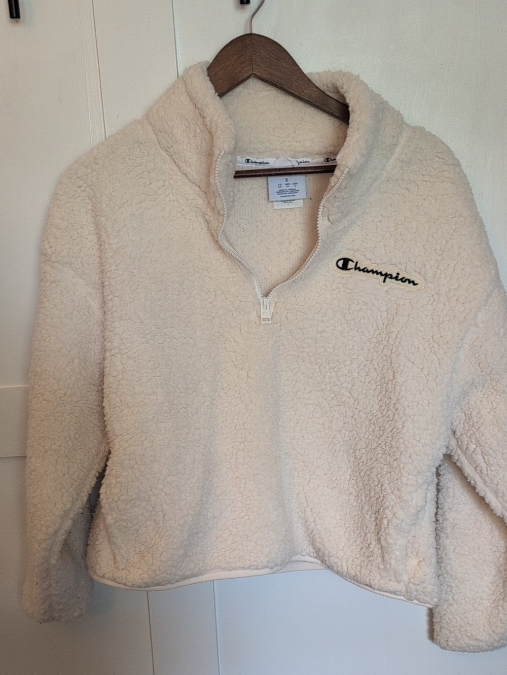 Champion Cream Sherpa Half-Zip Turtleneck Pullover
